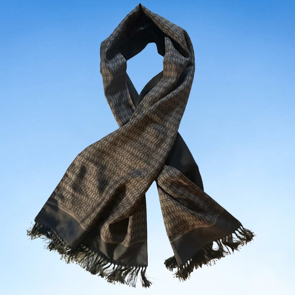 Authentic Tom Ford Geometric Silk & Cashmere Scarf, OS